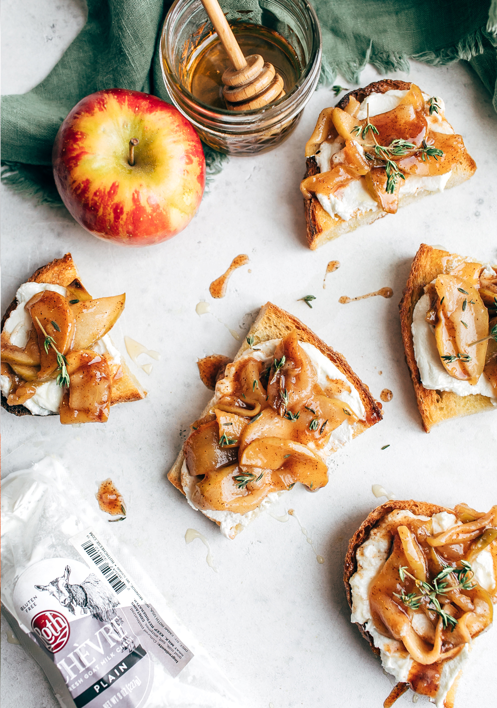 Caramel Apple Goat Cheese Toasts